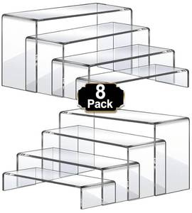 lot 57878 image: Large Acrylic Risers, 8 Pcs 2 Set(7L8L9L) Acrylic Display Set Rectangular Stands Shelf Clear Display Risers for Decor, Cake Shelves Retail Shoe Showcase - Retail $23