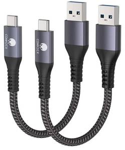 lot 57881 image: USB A to USB C 10Gbps (1.5ft, 2-Pack) USB 3.1 Gen 2 Short Data Transfer Type C Cord, Fast Charging Carplay Android Auto USB C Cable for iPhone 17 Air 16 Plus 17 16 Pro Max, Galaxy S25 S24 - Retail $8