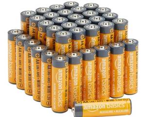 lot 57883 image: Amazon Basics 36-Pack AA Alkaline Batteries, 1.5 Volt, 10-Year Shelf Life, for Everyday and Professional Devices - Retail $14