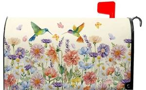 lot 57886 image: Spring Bird Mailbox Covers Magnetic Summer Flower Mail Box Cover Standard Size 21x18 inch White Dot Mailbox Wrap Spring Summer Decorative Mailboxes for Outside Garden Yard - Retail $13