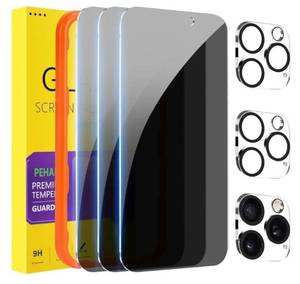 lot 57888 image: 33 Pack for iPhone 16 Pro Max Privacy Screen Protector with Camera Lens Protector Full Coverage Anti-Spy Tempered Glass Film 9H Hardness Easy Installation Bubble Free 6.9 inch - Retail $10