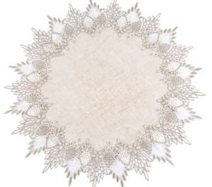 lot 57904 image: Polyester Round Doily,20  20in Beige Table Cover with Lace Trim, Coffee Table Topper Table Decor Tablecloth for Dining Room Kitchen��50  50cm - Retail $10