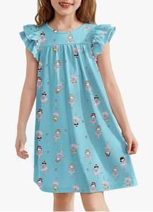 lot 57917 image: Girls Nightgowns Cute Ruffle Short Sleeves Princess Pajamas Nightdress Sleepwear(7-8years) - Retail $15