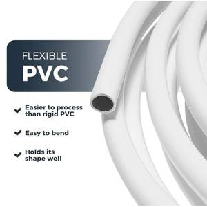 lot 57922 image: 26ft Flexible PVC Pipe, 16mm Diameter - Malleable Pipe, for Fake Flowers, Balloon Arches, DIY Crafts, Wedding Decor, Party supplies & Cosplay Props. (White, 26ft) - Retail $25