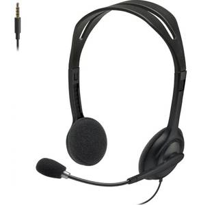 lot 57925 image: Logitech H111 Wired Headset, Stereo Headphones with Noise-Cancelling Microphone, 3.5 mm Audio Jack, PCMacLaptopSmartphoneTablet - Black - Retail $18