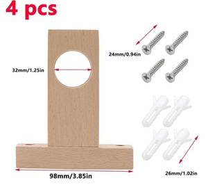 lot 57929 image: Curtain Rod Holders, Unfinished Wooden Curtain Rod Holder Brackets, Inner Hole Diameter 32mm1.25,4Pcs - Retail $16