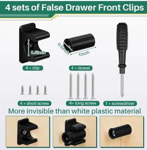 lot 57933 image: False Cabinet Front Clip False Drawer Front Clips Sink Tip Out Snap with Screws Screwdrivers for Hardware Replacements - Retail $9