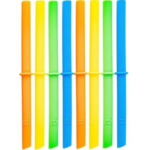 lot 57938 image: Elk and Friends Adults & Kids Reusable Silicone Straws with Stoppers (OrangeGreenYellowBlue (6.3 Length)) - Retail $14