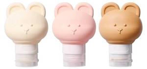 lot 57939 image: Cute Bear Travel Bottles Set for Toiletries 3 Pack 2.8oz 80ML Leak Proof Silicone Containers for Conditioner Shampoo Lotion (Mix color) - Retail $14