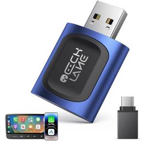 lot 57943 image: 2-in-1 Wireless CarPlay Adapter & Android Auto Wireless Adapter, Bluetooth Car Adapter for Wired to Wireless, Fast & Stable Auto-Connect, 5G WiFi & BT 5.4, Plug & Play (USB-CA) - Retail $34