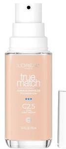 lot 57967 image: LOreal Paris True Match Super-Blendable Foundation, Medium Coverage Liquid Foundation Makeup, C2.5, Light Medium, 1 Fl Oz - Retail $14
