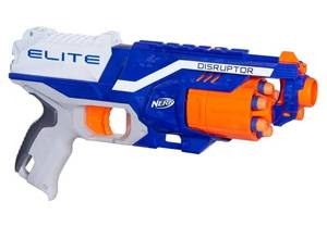 lot 57978 image: NERF Disruptor Elite Blaster - 6-Dart Rotating Drum, Slam Fire, Includes 6 Official Nerf Elite Darts - for Kids, Teens, Adults (Amazon Exclusive) - Retail $12