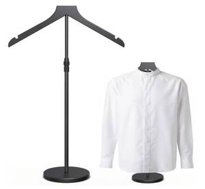 lot 57994 image: Shirt Display Stand, 18-34 Inch Height Adjustable Mannequin Torso for Vendors Shop, More Stable Dress Form Portable Clothes Garment Rack, T Shirt Display Holder Jacket Coat Stand Hanger, Black - Retail $20