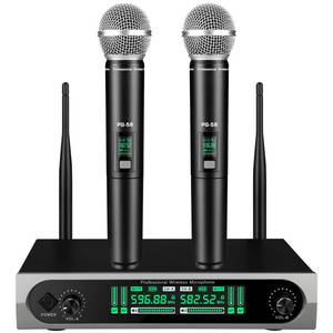 lot 58000 image: Wireless UHF Microphone System, W2 Handhelds,Auto Scan,2x50 UHF Frequencies,200ft Range, Dynamic Microphone for Singing, Karaoke, Church - Retail $59