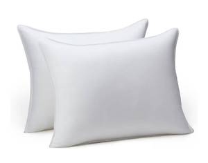lot 58010 image: Amazon Basics Down Alternative Pillow for Side and Back Sleepers, Medium Density, Standard Size, 26 x 20, 2-Pack, White - Retail $21