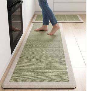lot 58012 image: Sage Green Vintage Boho Elegance Kitchen Rug Sets 2 PCs, Anti-Fatigue, Waterproof Non-Slip Kitchen Mats Heavy Duty Comfort Foam Rug for Kitchen, Floor, Laundry,17x2917x47 - Retail $30