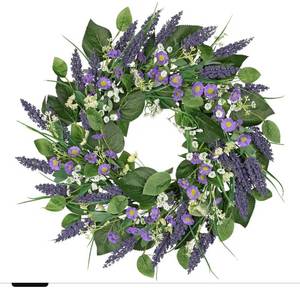 Lavender Wreaths for Front Door, Spring Summer Wreaths for Front Door 20 inch Artificial Farmhouse Wreath with Wildflowers Greenery Purple Floral Wreath for Indoor Outdoor Wall Window Decor - Retail: $60