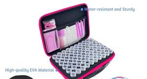 lot 58030 image: Diamond Painting Storage Containers, 60 Slots Diamond Art Accessories and Tools Kits Storage Box(Pink) - Retail $25