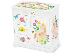 lot 19510 image: Unicorn World Childrens Jewelry Box with Drawers and Door - Retail $25