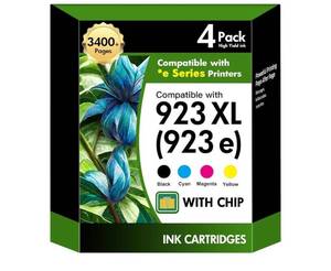 lot 19523 image: HP 923XL Compatible Ink Cartridge 4-Pack with Chip - Retail $25
