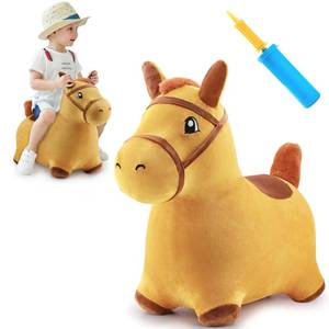 lot 19535 image: iPlay, iLearn Bouncy Pals Hopping Horse, Toddler Girl Boy Inflatable Bouncing Animal Hopper Toy, Outdoor Indoor Plush Ride on Bouncer, Baby Birthday Gift 18 Month 2 3 4 Year Old Kid - Horse - Retail $36