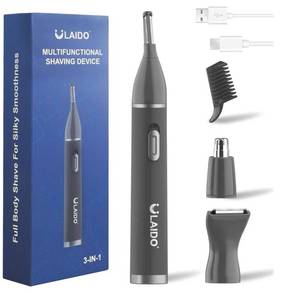 lot 19539 image: ULAIDO 3-in-1 Rechargeable Nose Hair Trimmer Grooming Kit - Retail $25
