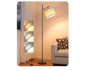 lot 24007 image: EDISHINE Modern Floor Lamps for Living Room, 64.7 Minimalist Standing Lamp with 3 Color Temperatures Bulb & Adjustable Linen Shade, Foot Pedal Switch, Arc Tall Lamp for Bedroom Office, Black - Retail $26