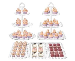 lot 24025 image: Kootek Dessert Cupcake Stand, 5pcs Dessert Table Display Set, 3 Tiered Cup Cake Holder Tower Stand Riser& Cookie Serving Trays for Wedding, Tea Party, Birthday, Baby Shower - Retail $19