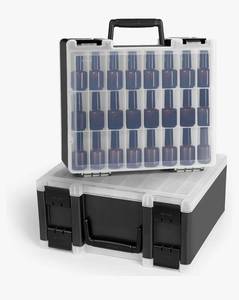 lot 24027 image: RISOU Portable Nail Polish Organizer - Large-Capacity Double-Sided Storage Case Holds 96 Bottles of Nail Polish.(Not suitable for bottles longer than 3.15)(Case Only) - Retail $40