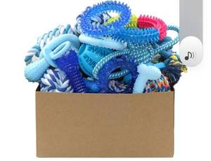 lot 24030 image: Beiker 20 Pack Puppy Chew Toys - Blue Dog Teething Toys for Puppies, Puppy Teething Rings and Ropes, Rubber Toy Bundle for Small Dogs, Cute Interactive Dog Balls for Small Breed - Retail $20