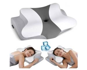 lot 24036 image: Cervical Neck Pillow for Pain Relief - Ergonomic Pillow Side Sleeper Pillow for Sleeping, Orthopedic Bed Pillow Neck Support Pillow, Contour Memory Foam Pillows for Side Back Stomach Sleepers - Retail $30