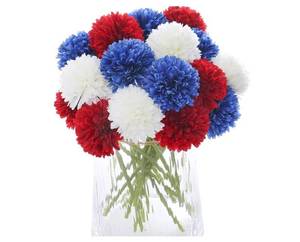 lot 24038 image: Kimuras Cabin 21Pcs Chrysanthemum Patriotic Flower 4th of July Artificial Flowers Faux Silk Mums with Stem Balls Flowers for Home Table Centerpieces DIY Decor Memorial Day Decoratio Red White Blue - Retail $18