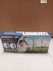 lot 25314 image: 2-in-1 Baseball Batting Tee Set with Adjustable Height - Retail $25
