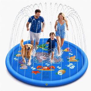 lot 25351 image: Splash Pad for Kids and Dogs, 67 Splash Pad Outdoor Sprinkler for Kids, Durable and Foldable Dog Water Summer Toys Outdoor Toys for Ages 3-12 Boys Girls - Retail $22