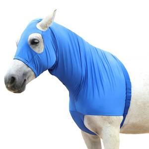 lot 25352 image: Gallopoff Horse Slinky Hood with Zipper, Stretch Spandex Sleazy Hood for Mane Protection, Breathable Horse Neck Cover for Show Prep, Braids Saver, Sleek Grooming Under Blanket Use Blue X-Large - Retail $31