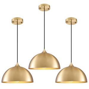 lot 25354 image: Gold Pendant Light 11.8, Industrial Dome Pendant Lights with Gold Interior, Adjustable Farmhouse Hanging Light for Kitchen Island Dining Room Bedroom Restaurant, 3 Pack - Retail $105