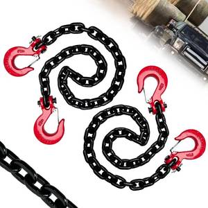 lot 25381 image: 516 Trailer Safety Chains G80 Tow Chains with G70 Clevis Safety Hooks36 Heavy Duty 4900 lbs Safety Working Load 17000 lbs Break Strength Transport Chains Truck Binding Chains (2 Pack EP Black) - Retail $34