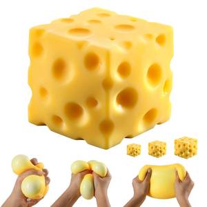 lot 25384 image: Cheese Squishy Cube Block, Squishy Fidget Toys for Adults & Teens, Easter Basket Stuffers, Stocking Stuffers, Sensory Stress Ball Squeeze Toys for Stress Relief (Yellow 4 in) - Retail $24