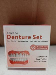 lot 27850 image: Silicone Denture Set Upper and Lower Teeth - Retail $15