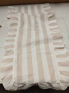lot 27865 image: Brown and White Ruffle Table Runner 6ft