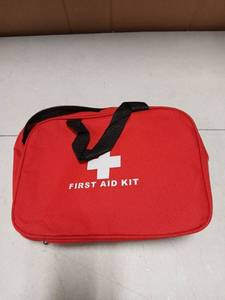 lot 27882 image: Red First Aid Kit Medical Emergency Bag with Handle - Retail $15