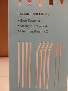 lot 27890 image: Reusable Glass Straws Set with Cleaning Brushes - Retail $8