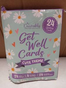 lot 27910 image: Decorably Get Well Cards Set with Envelopes and Stickers 24pk - Retail $8