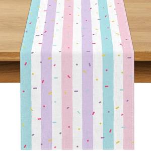 lot 27920 image: Buxiuer Sprinkles Candy Sweet Land Table Runner Ice Cream Themed Birthday Party Decoration Kids Donut Baby Shower Dining Room Home Kitchen Table Decor (13 x 72) - Retail $9