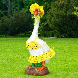 lot 27927 image: Soulchen 1 Set Summer Porch Goose Outfit 23 Inch Cement Bikini Goose Clothes Dress Clothes and Hat Costume Set for Summer Garden Yard Decor - Retail $12