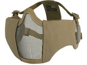 lot 27931 image: OneTigris 6 Foldable Half Face Airsoft Mesh Mask with Ear Protection, Military Tactical Lower Face Protective Mask (Tan) - Retail $20