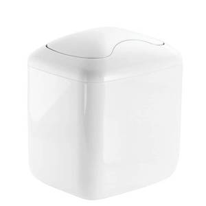 lot 27938 image: MetroDecor mDesign Wastebasket Trash Can for Bathroom Vanity Countertops, White - Retail $20