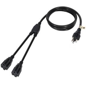 lot 27946 image: 2 Way Power Cord Splitter Cable 6 Ft-3 Prong 1 to 2 Extension Cord-Outlet Saver-Elecan Male to Female Y Splitter Power Extension Cable Strip UL Certified SJTW 16 Gauge 13 A125 V Black - Retail $19