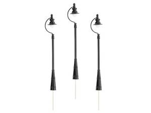 lot 27953 image: Lionel Black Station Lights 3-Pack Model Train Accessory - Retail $46