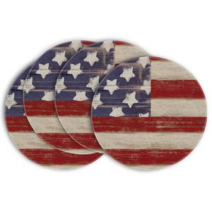 lot 27959 image: Artoid Mode American Star Stripes 4th of July Round Placemats Set of 4,14 Inch Patriotic Memorial Day Table Mats for Party Kitchen Dining Decoration - Retail $12
